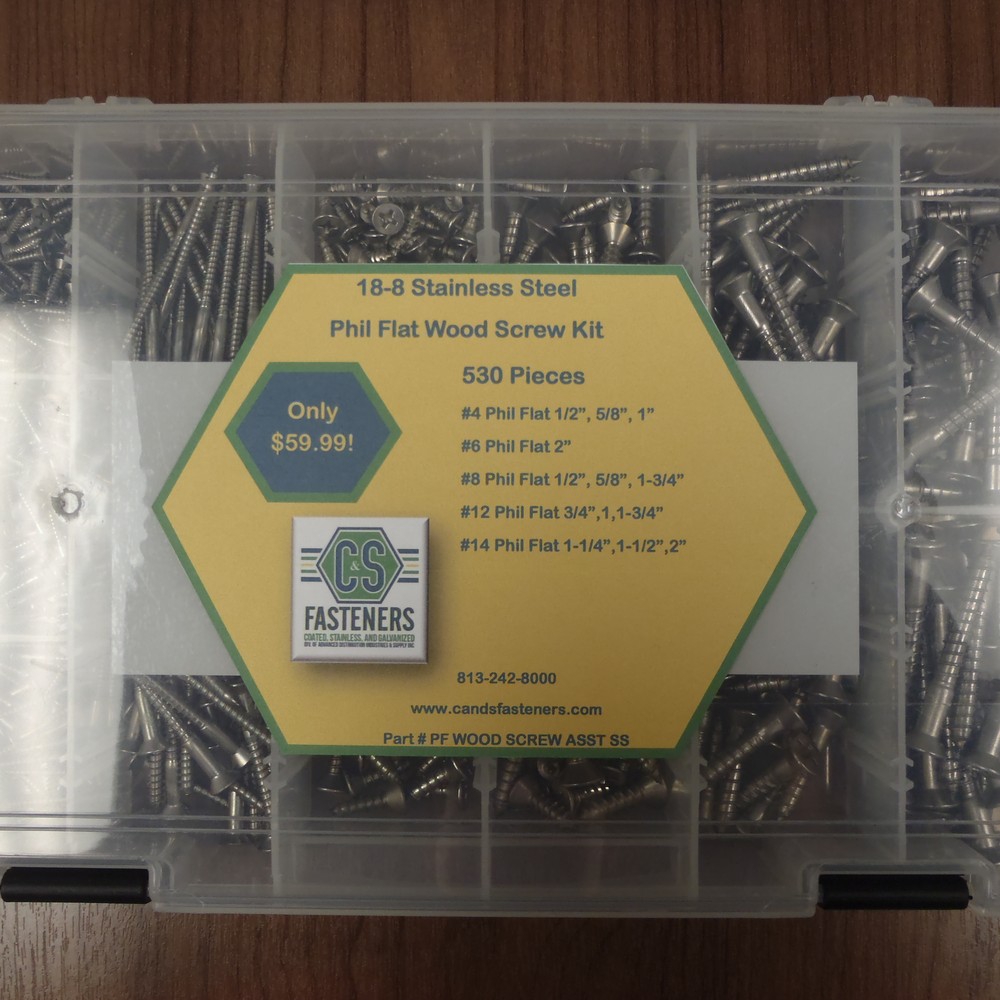 188 SS Wood Screw Kit PF WOOD SCREW ASST SS